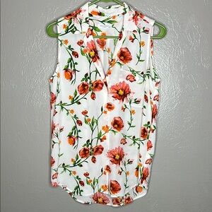 Equipment Keira Floral 100% Silk Sleeveless Button-Down - XS Lightweight Flowy
